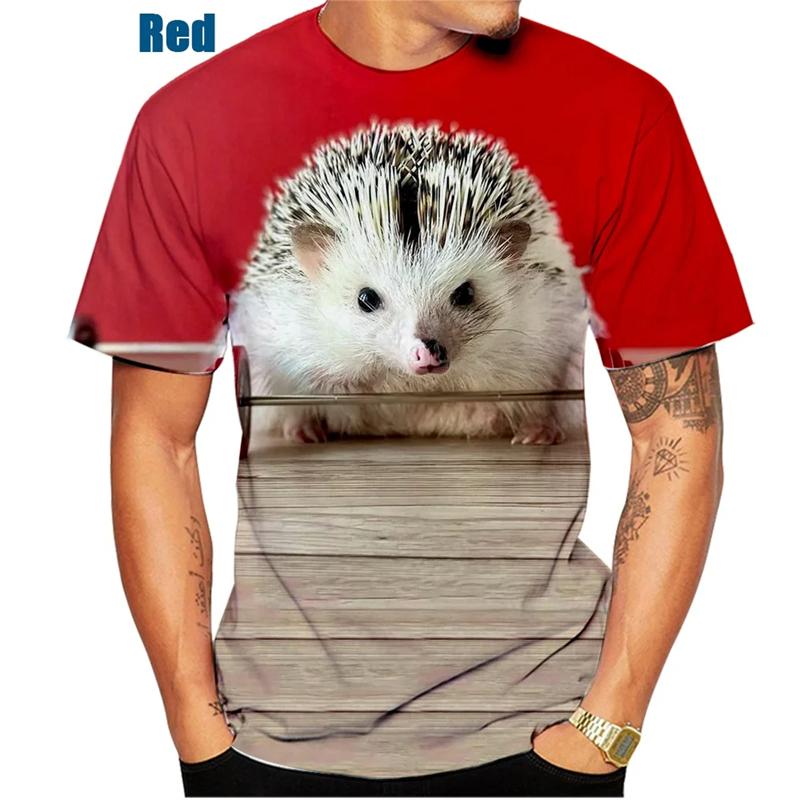 Funny Animal Hedgehog 3D Print T-Shirts Summer Oversized Harajuku Round Neck Short Sleeve Men's T-shirts
