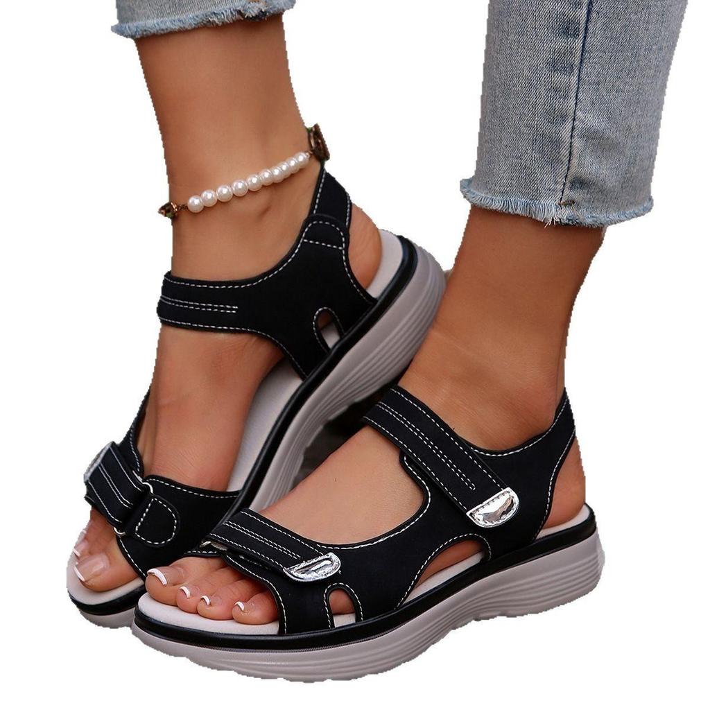 Ladies' Elegant Mary Jane Sandals - Adjustable Ankle Strap, Breathable Toe and Cushioned Insole, Summer Beach Slope Heel Design Open Toe Sandals