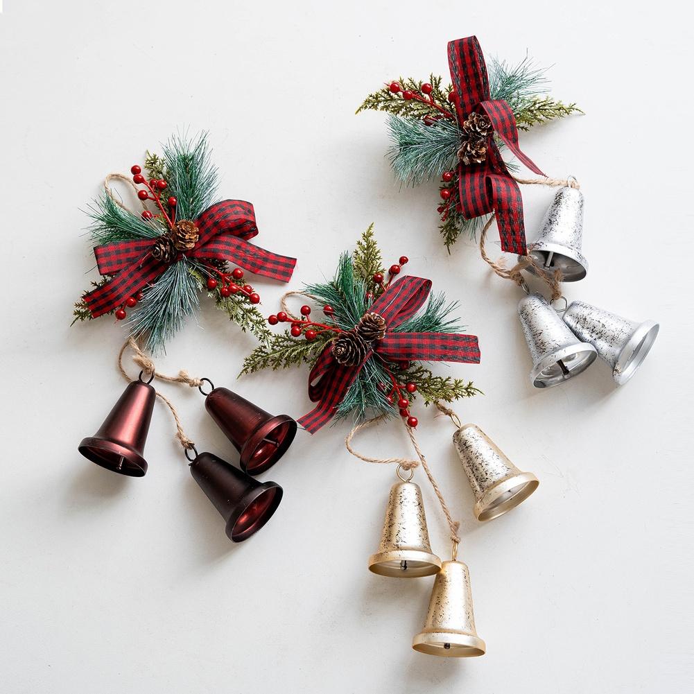 Metalcrafted Painted Iron Bell Ornament for Christmas Tree Hanging Featuring Classic Bell Shape and Pleasant Ringing Sound