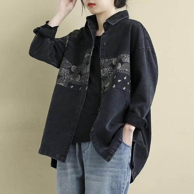 Coat for Women Cotton Autumn Winter Casual Oversize Double Layer Denim Jacket