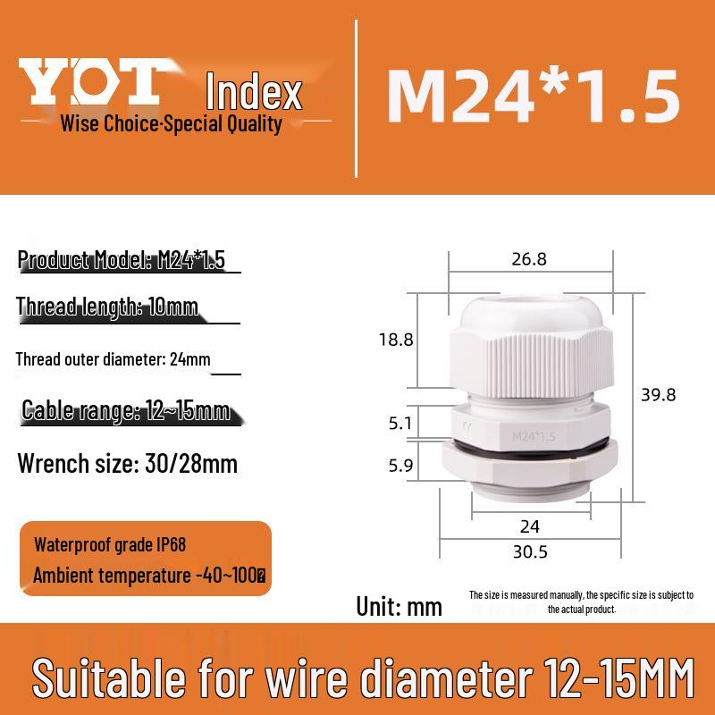 Waterproof Nylon Cable Connector M20*1.5 Plastic Sealing Gland Industrial Accessory