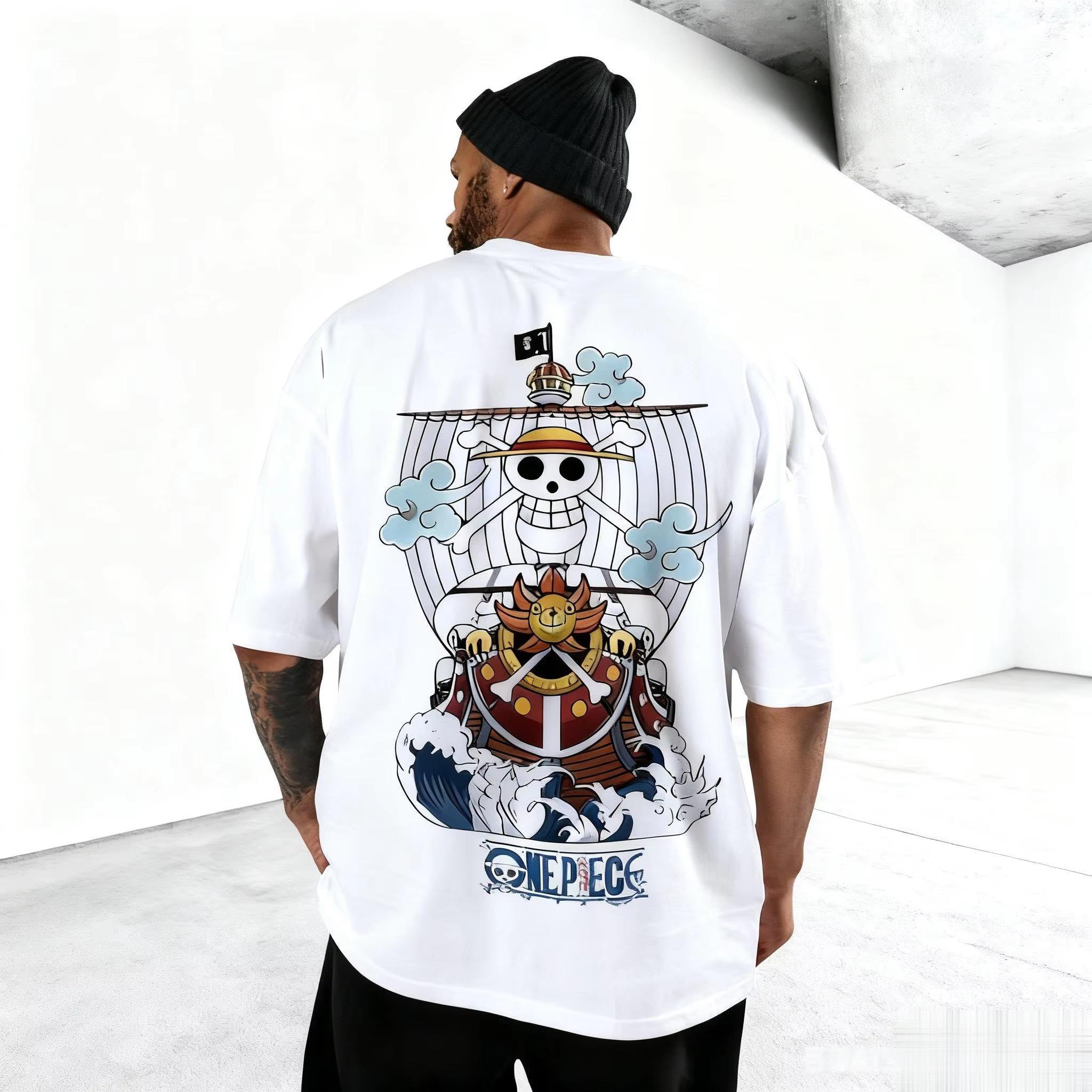 

2026 new Bestselling One Piece anime Tshirt for men and women made of pure cotton shortsleeved suitable for summer loose fit 4XL