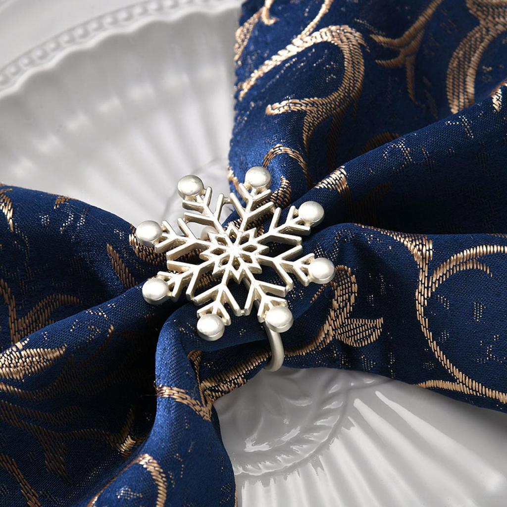 Pack of 6 Napkin Holder Snowflake Napkin Buckles Christmas Serviette Rings Aluminum Material for Napkin Decorations
