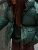 Elegant Solid Color Zipper Hooded Cotton Jacket with Long Sleeves and Pockets - Warm and Thickened for European and American Style.