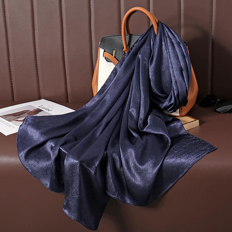 Large Size Silkly Stain Scarf Women Plain Foulard Femme Luxury Hijab Long Bandana Evening Party Dress Shawls and Wraps