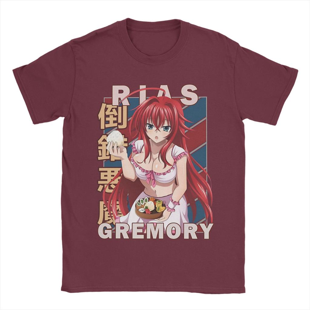 Rias Gremory Vintage High School DxD T-Shirt 100% Baumwolle Kleidung Neuheit Kurzarm Rundhals T-Shirts Geschenkidee T-Shirts