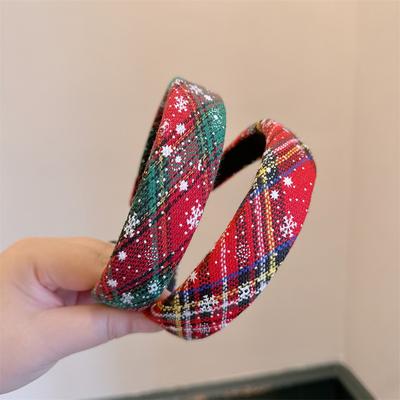 Damen Weihnachten Karostoff Schwammgepolsterter Kopfreifen für Dame Mädchen Lässig Einkaufen Party Feiertag Kopfschmuck Weihnachts-Stirnbänder