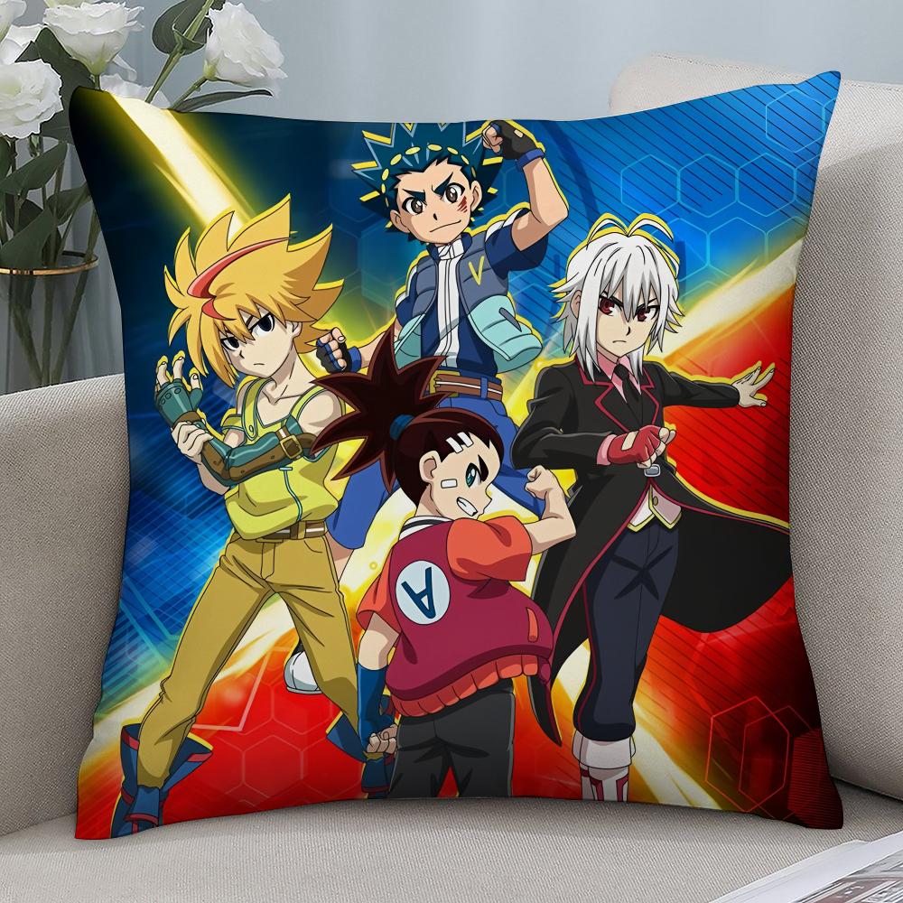 

HOT Anime B-Beyblade Cartoon Pillow Case Short Plush Pillow Covers Sofa Decorative Gift Home Double-sided Printing Cushion Cover 16x16Inch