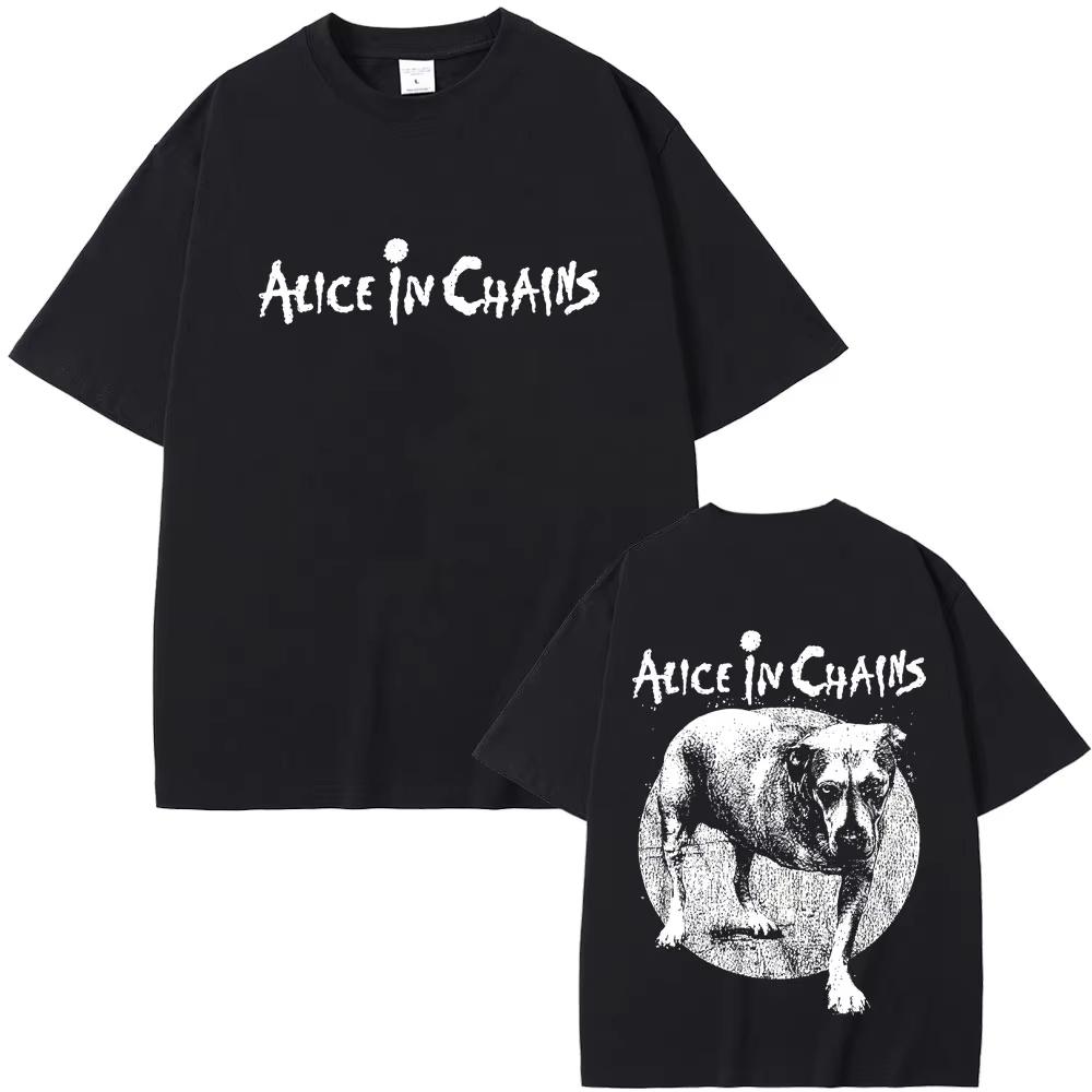 

Рок-группа Alice in Chains Двусторонняя футболка с принтом Оверсайз Мужская Женская Хлопковая футболка Высокого качества Одежда Мужская Винтажная одежда M