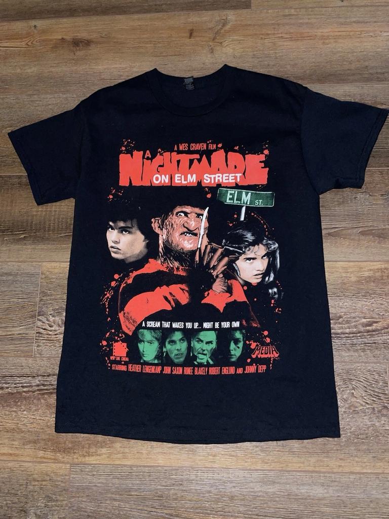 Nightmare On Elm Street Movie Rare Graphic Tee T-Shirt Top Mens T-Shirt Tee Top Unisex