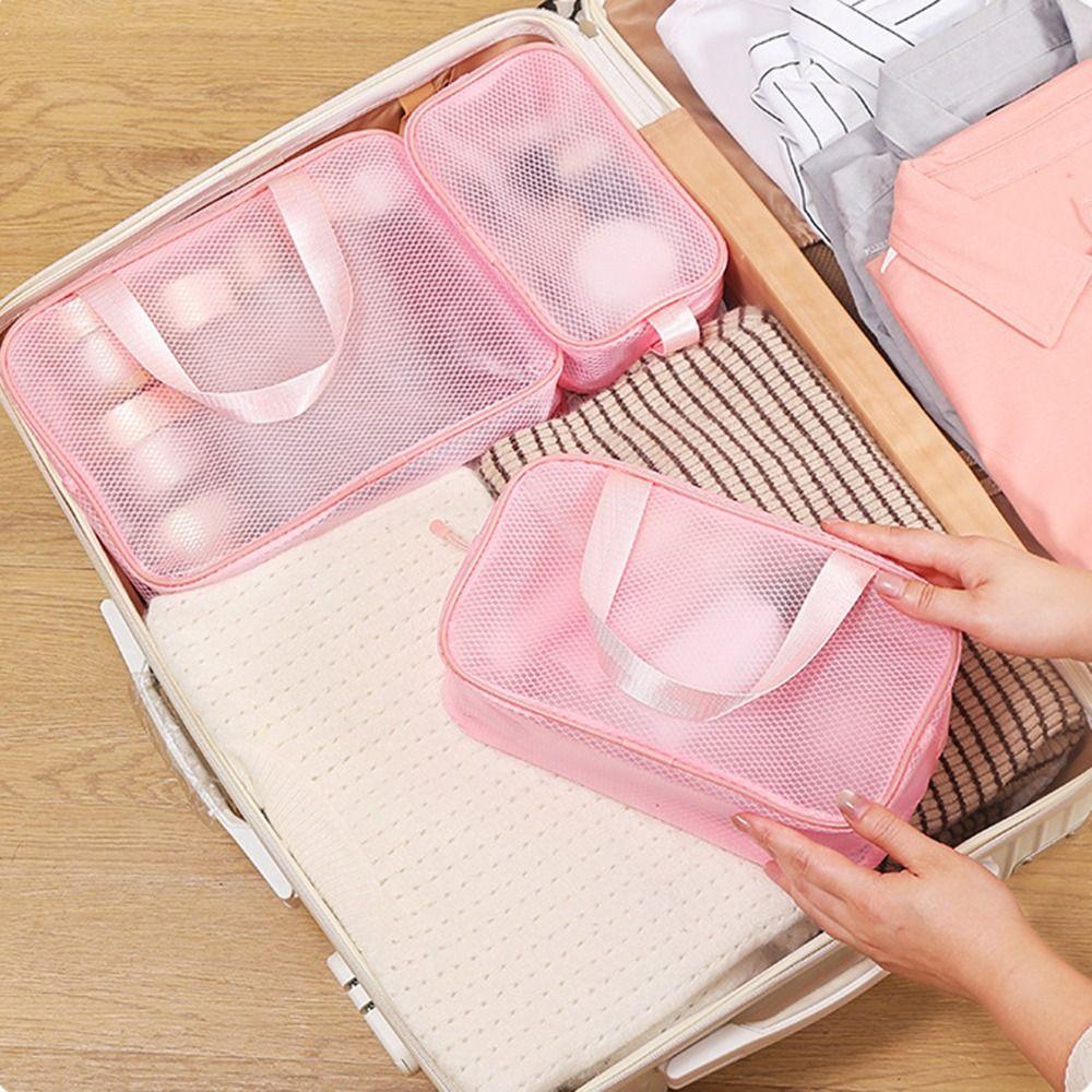 Handheld Mesh Makeup Bag Large Capacity Make Up Organizer Case New Cosmetic Bag  Travel