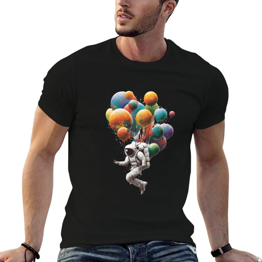 Astronaut With Balloons In Space Tshirt T Shirt Custom Print T Shirt Unisex Casual Tshirt