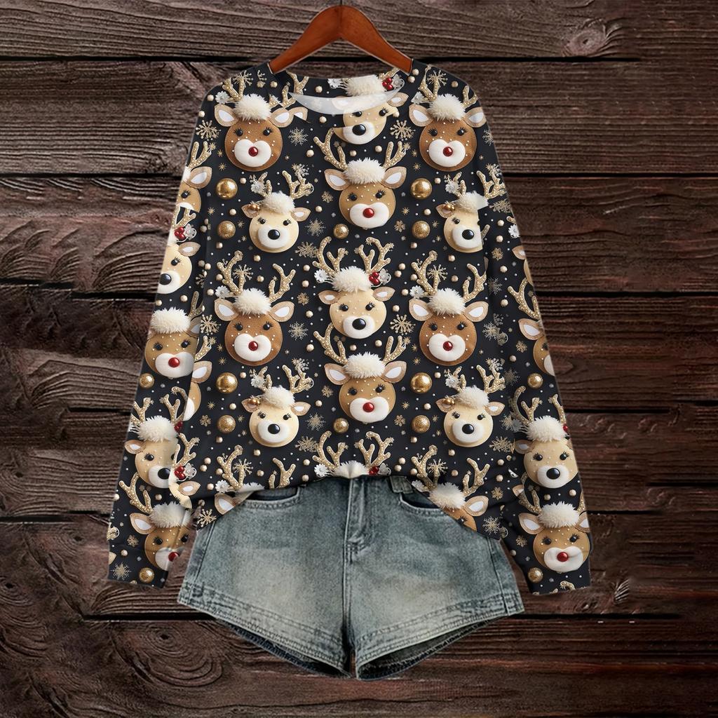 Women's Loose Fashion Casual Printed Long Sleeve Pullover