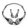 Gothic Skull Necklace Earrings Set With Alloy Pendant For Halloween Costume Accessories
