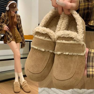 Mode 2024 Winter Neue Damen Casual Rundzehen Sportschuhe Dicksohlige Loafer Herbst Retro Neue Warme Baumwollschuhe