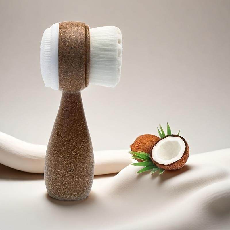 1pc Coconut Fiber Facial Brush - Double-Sided Exfoliating Manual Cleansing Brush, Soft Hair Deep Cleansing Face Washing Brush, Massage Skin Care Tool