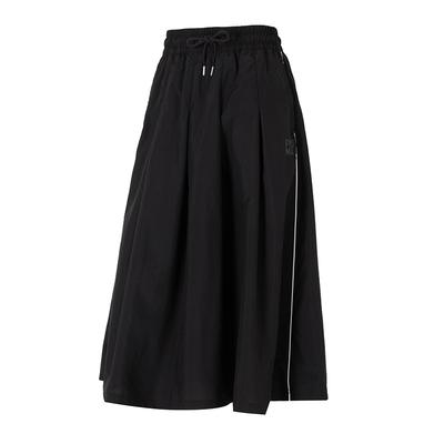 Colorblock-Seitendesign Schnürung Mid-Waist Lässiger Langer Rock Damenröcke Schwarz 626039-01