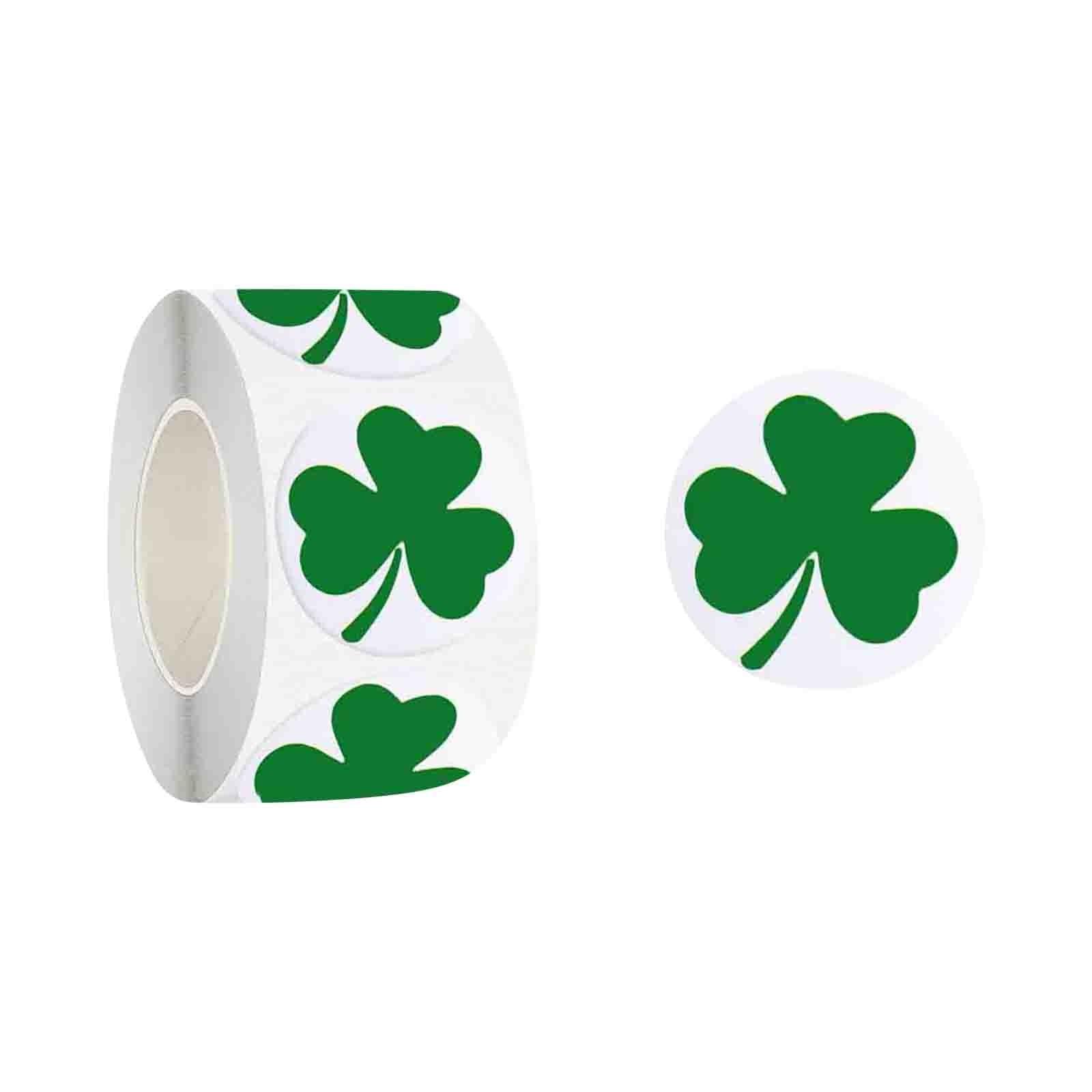 St. Patrick S Day Sticker Roll Irish Clovers Sticker Roll 3 Leaf Clovers Sticker For Bag Box 500pc Day Stickers One Size