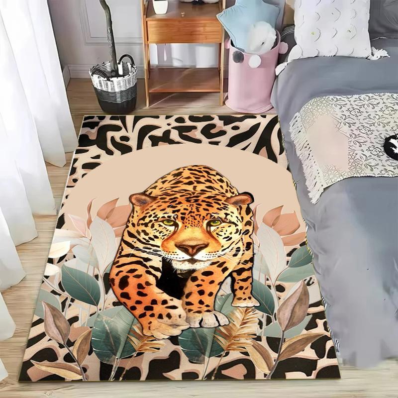 Tiger Print Carpet Japanese Anime Style Pattern Rug for Living Room Bedroom Soft Floor Mat Bold Art Home Decor