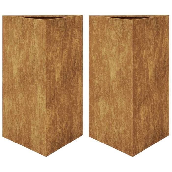VidaXL Jardinières 2 pcs triangulaire 50x43x75 cm acier corten 851184