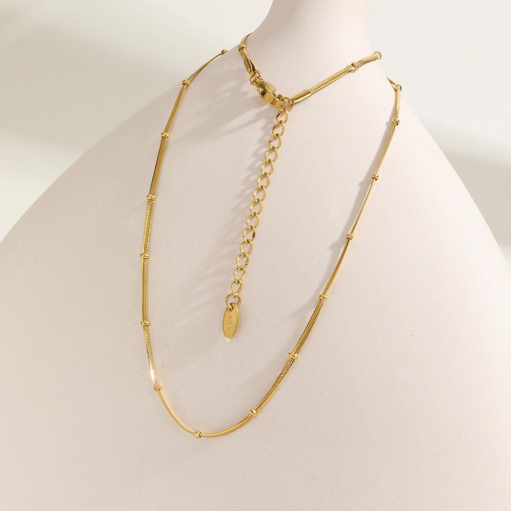 Edelstahl Schlangenball Perlenkettenarmband für Damen, 18 Karat Vergoldet Dünne Glieder Mehrlagiges Handgelenkband Weihnachtsgeschenk