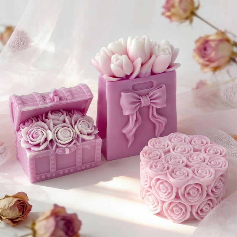Detailed Rose Designs Silicone Candle Mould For Creating Beautiful Decorative Candle Home