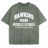 Indiana Hawkins 1983 Prints Washed T-Shirts Mens Cotton Short Sleeve Tops Basic O-Neck Oversized T Shirt Clothes