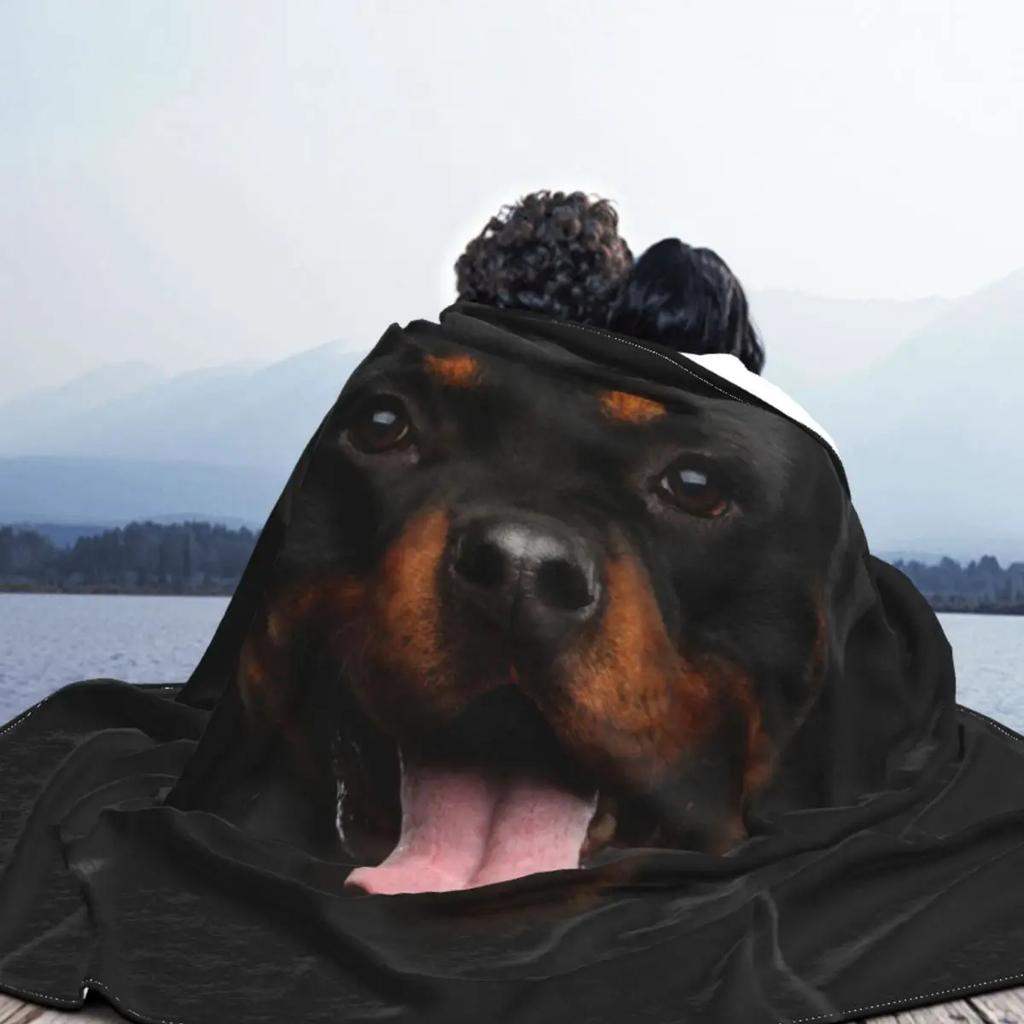 Rottweiler Dog Blanket Flannel Gift for Animal Dogs Lover Lightweight Throw Blankets for Airplane Travel Bedspread Queen Size