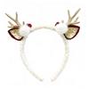 Christmas Headband for Women Fleece Reindeer Antlers Headband with Bow Pompoms for Xmas Party Supplies Halloween Cosplay Accessory