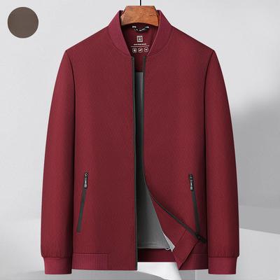 Men's Trendy Jacket Men's Autumn New Baseball Collar Solid Color Zipper Dad Baseball Uniform Business Casual Jacket for Men