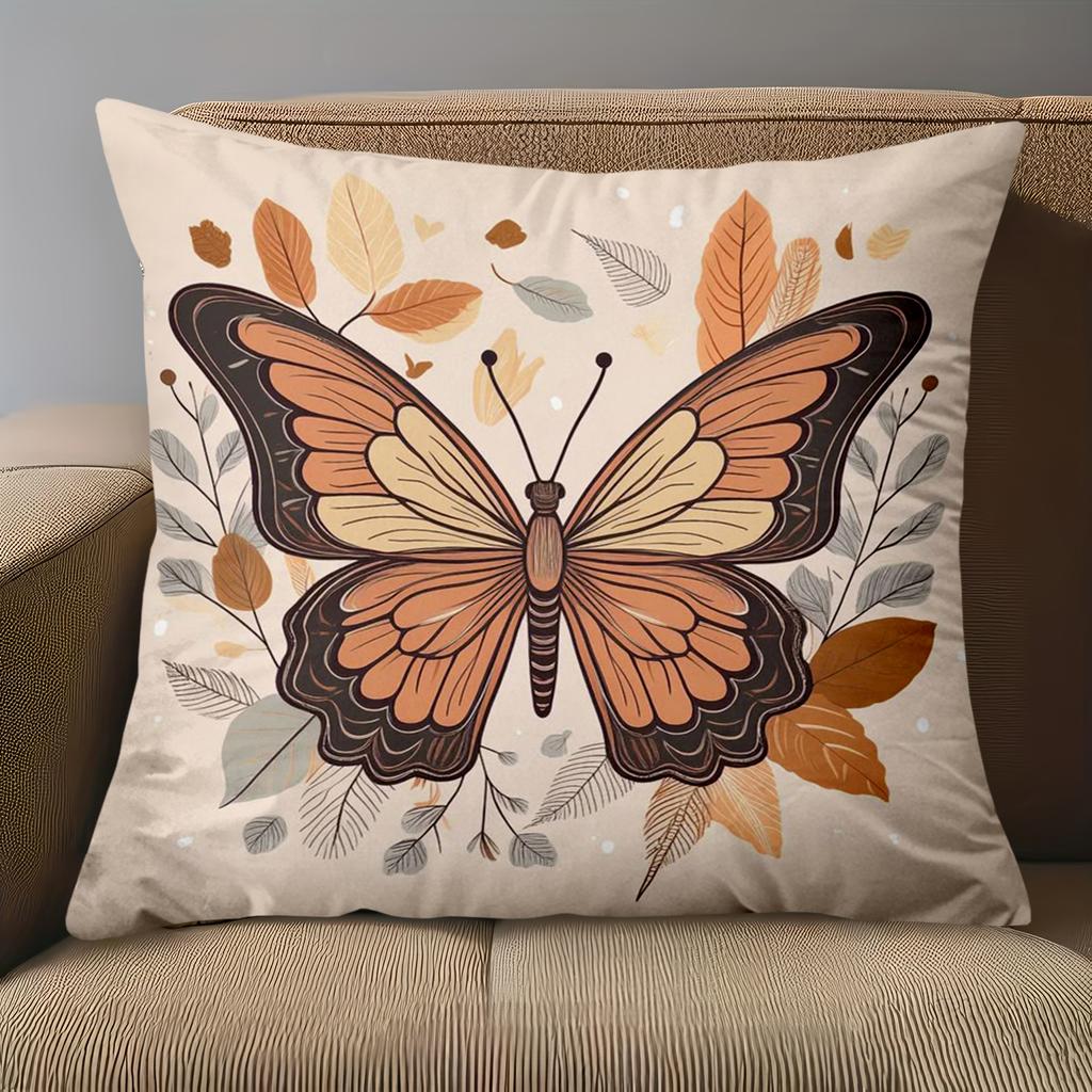 1 Pieces Bohemian Butterfly Fall Leaves Throw Pillow Cover Pattern Cushion Cover Suitable For Sofa Bedroom Car Pillow Cover