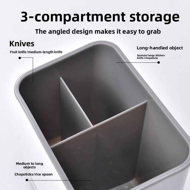 Modern Minimalist Plastic Chopstick Holder With Drip Tray For Kitchen Storage And Utensil Organization