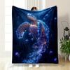 Glowing Sea Turtle with Jellyfish Ocean Scene Patterned Blanket, Flannel, Suitable for All Seasons, Home Decor, Warm and Cozy