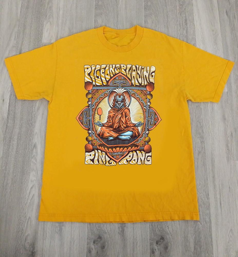 Pigeons Playing Ping Pong Concert Gold Unisex T-Shirt Cotton Men Women Unisex T-Shirt S