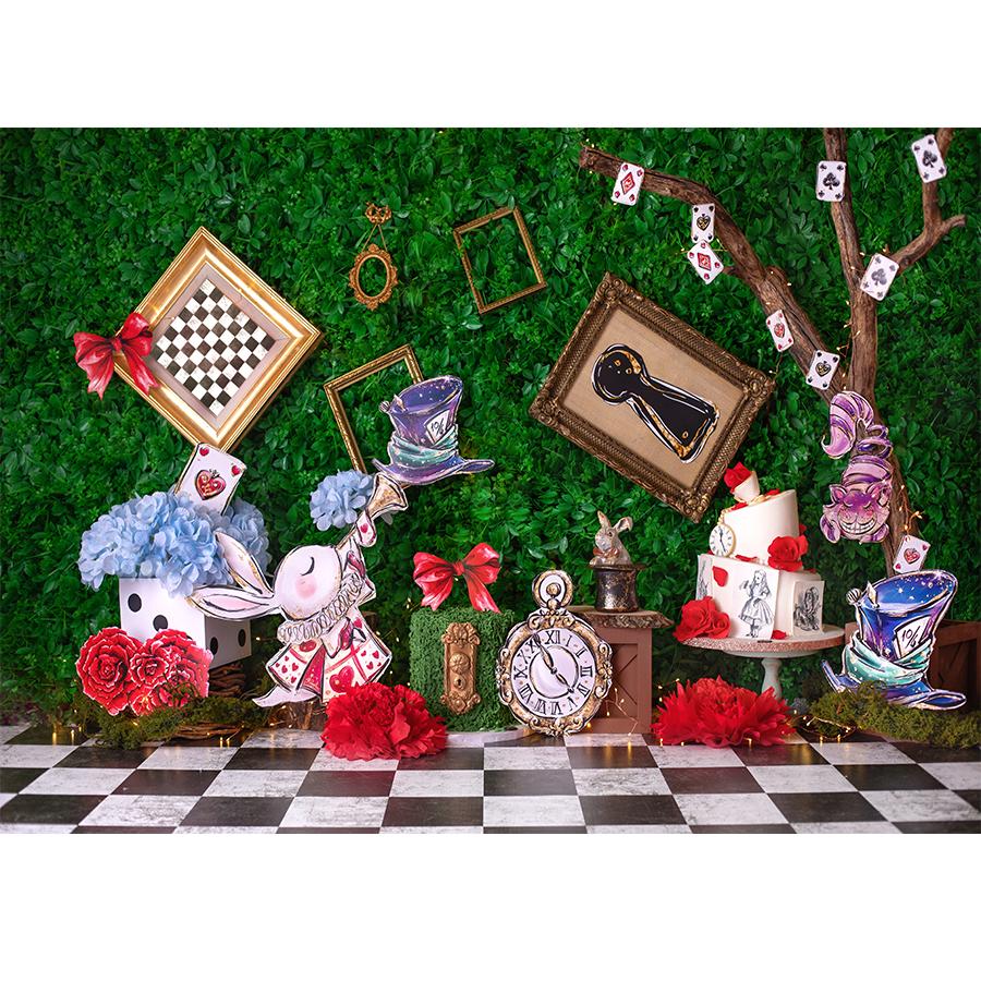 Alice In Wonderland Birthday Party Decor Backdrop Baby 1st Birthday Baby Shower Cake Smash Portrait Photography Backgrounds