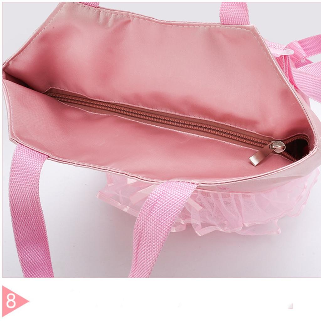 Girls Pink Ballet Dance Bag Students Backpack Embroidered Ruffled Handbag Children Ballerina Bag Kid Gymnastics Backpack