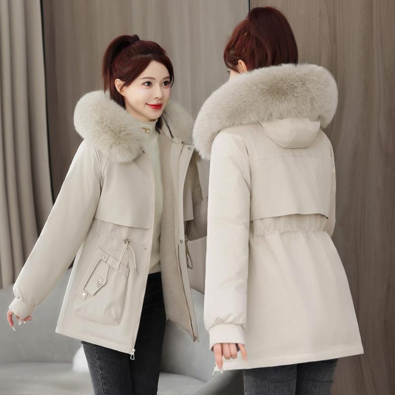 Women's new fur collar hooded short cold lightweight thickened padded fluffy warm loose high quality fabrics casual sports cotton jacket pie overcoat