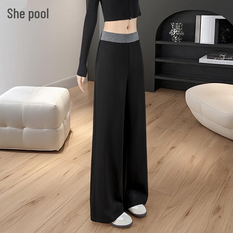 

Women s Elastic Waist Wide-Leg Casual Pants M