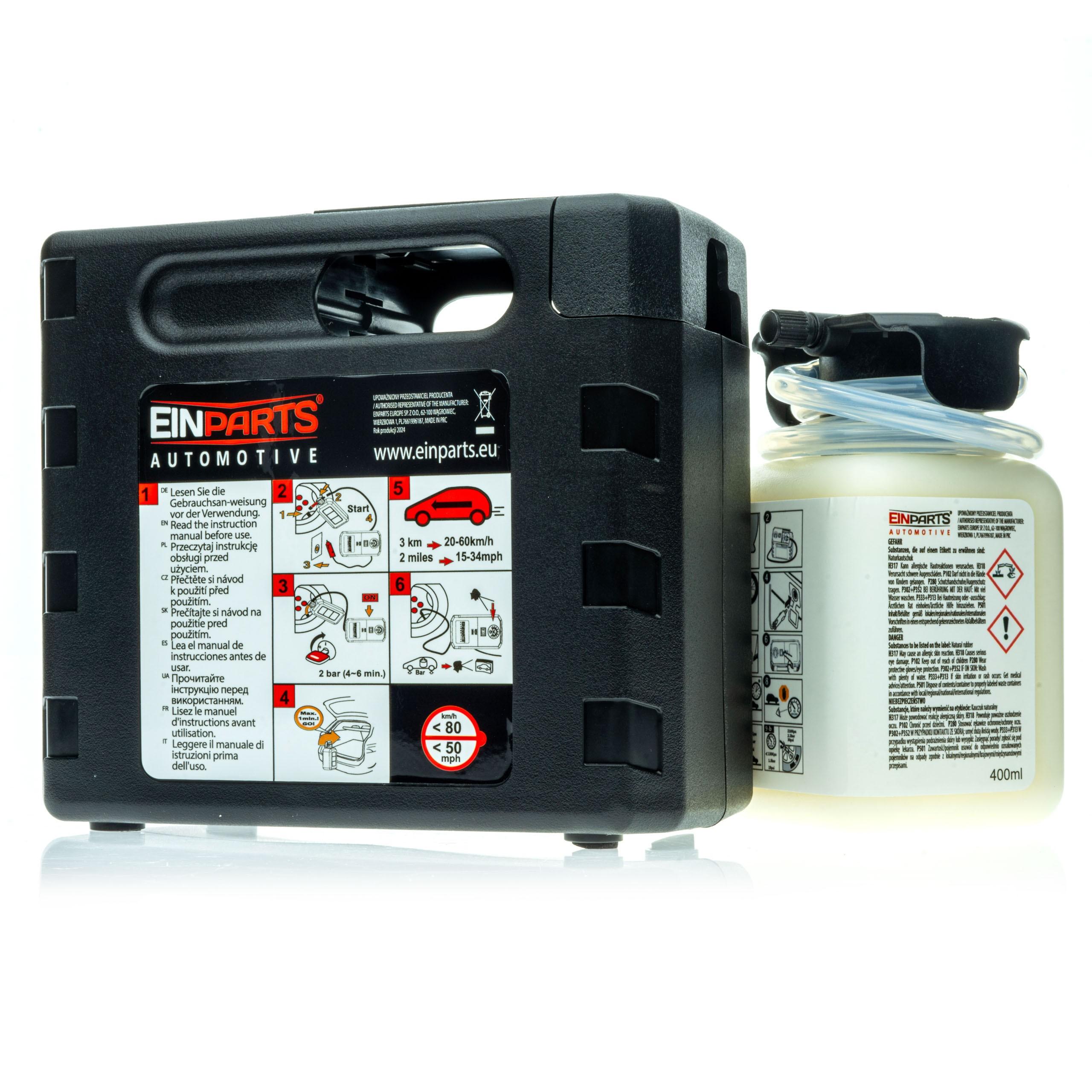 Epap09 Zestaw Naprawczy Do Opon Z Uszczelniaczem 400 Ml Kompresor Powietrza 120W 10A
