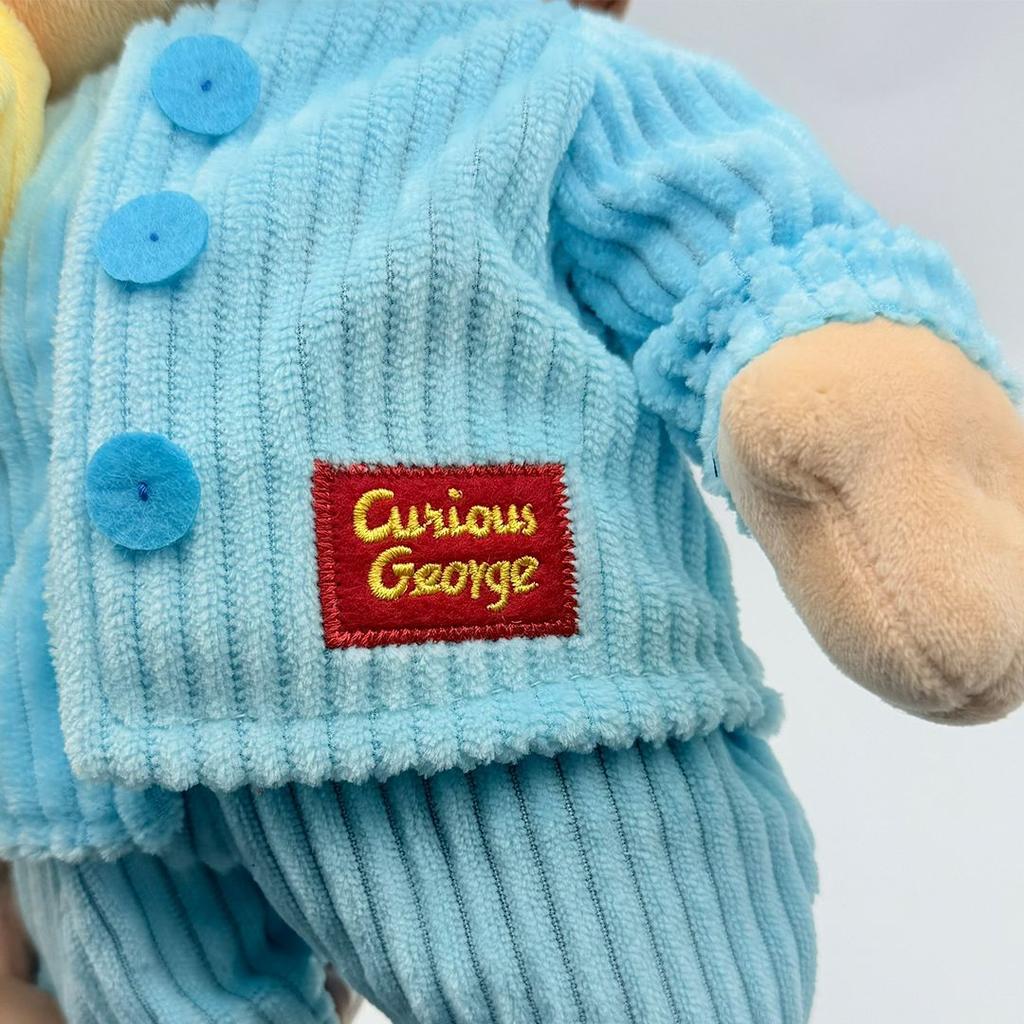 30Cm Funny Monkey Plush Toy Wearing Blue Striped Clothes Holding Banana Perfect For Cuddling And Kids Room Decoration