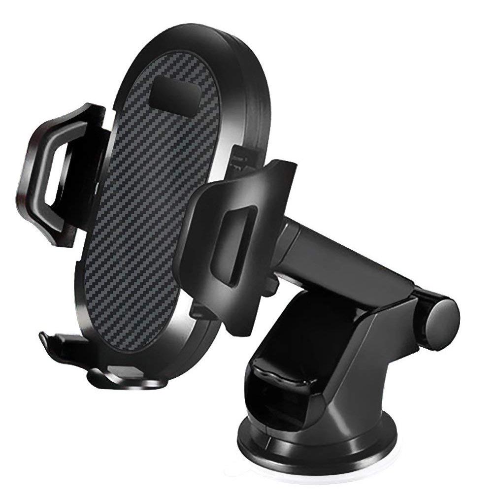 Telescopic Car Phone Holder with Dashboard Suction Cup and Stable Clip