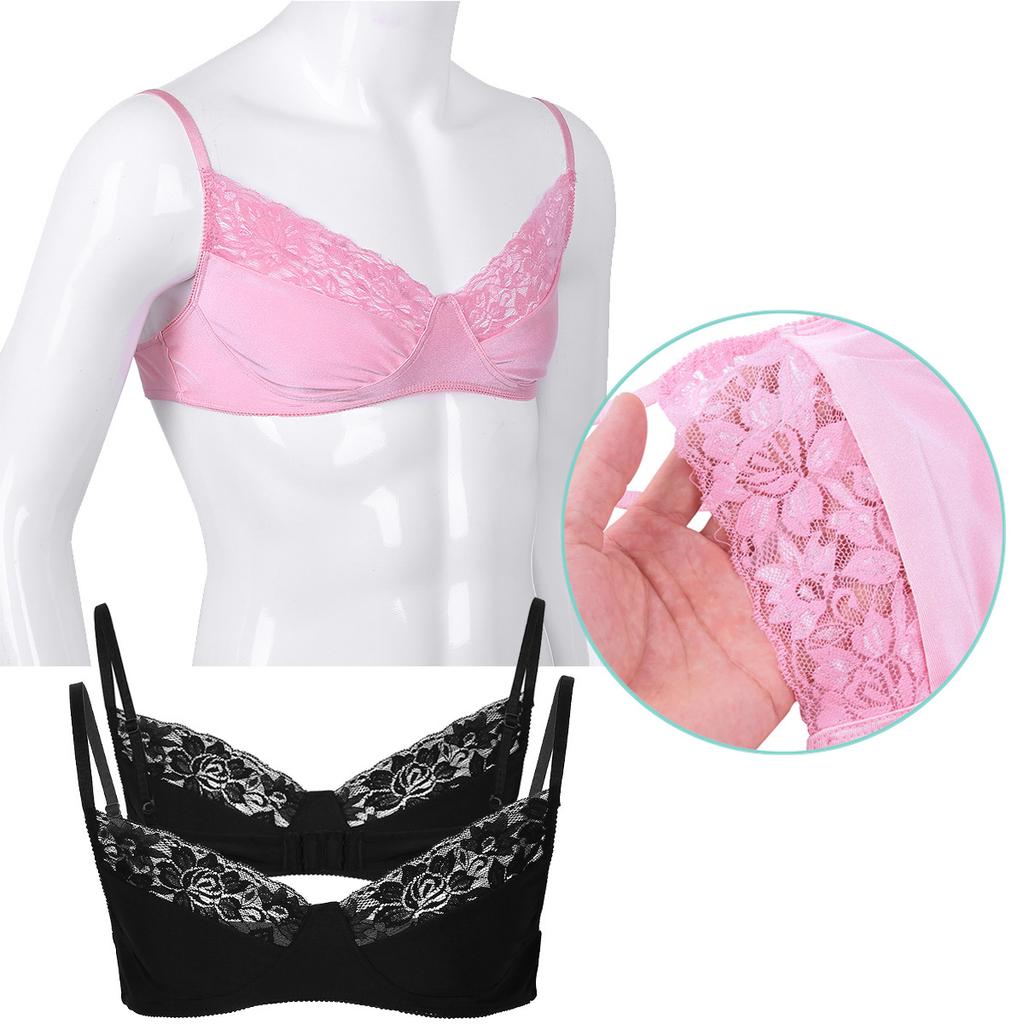 Sutiã masculino com acabamento em renda Sissy, sem fio, sem forro, esportivo, colete, bralette, tops