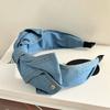 Light Luxury Denim Knotted Headband Anti-Slip Ins Bow Hairband Simple Wide-Brimmed Hair Hoop Women's Hair Accessories