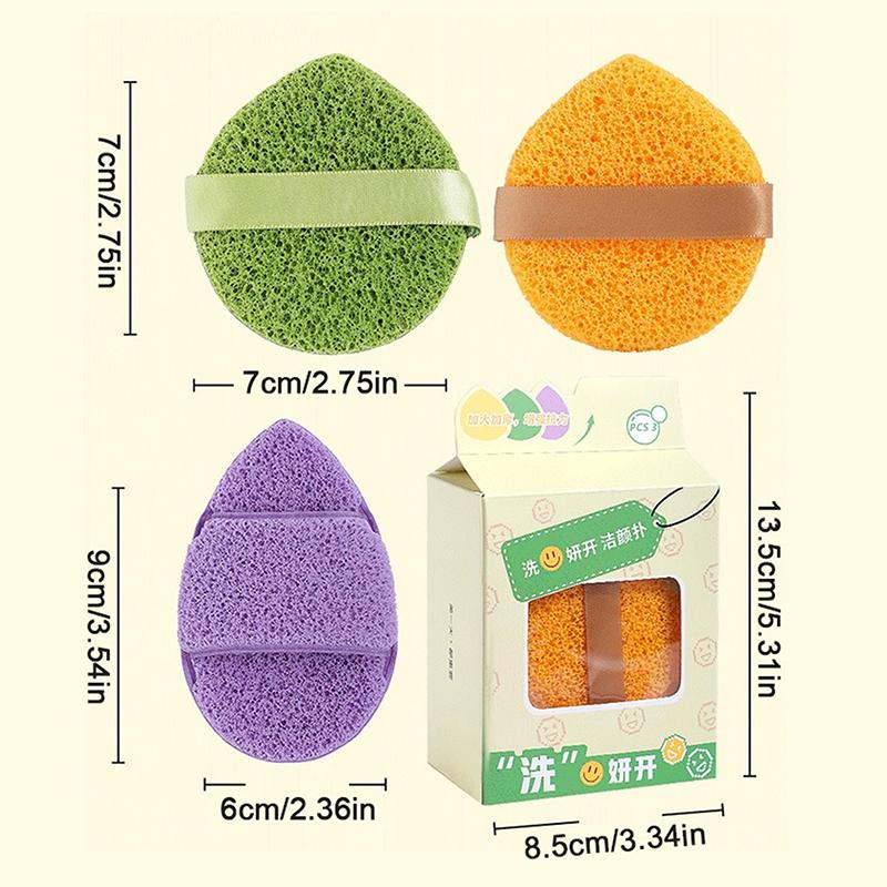 3Pcs Cleansing Face Puff Soft Skin-Friendly Fast Foaming Deep Clean Hygienic Facial Face Washing Sponges Facial Skin Care Tool3P