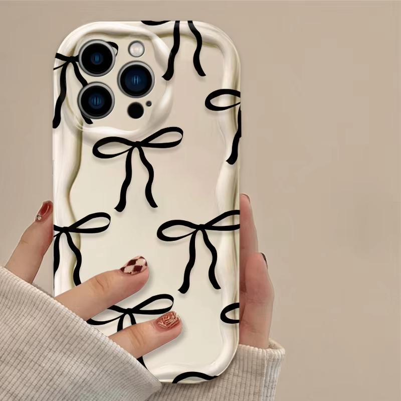 Pink Bowknot Fashion Color Phone Case for iPhone 17 16 15 14 Plus 13 12 11 Pro Max XS X XR 17 Air 16E Soft Silicone Cases Cover