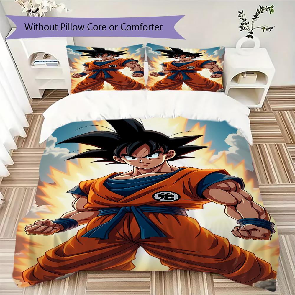 Son Goku 3pcs Duvet Cover Set, Digital Print Bedding, No Core, Soft Children's Bedroom Gift -HYQ14
