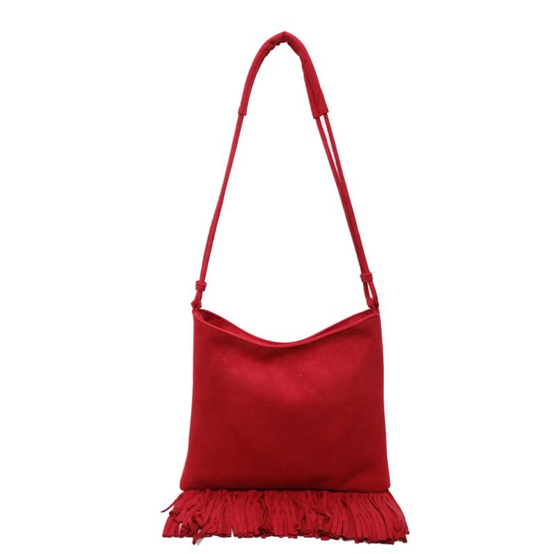 Fashi Natial Style Suede Tassels Hasp Shoulder Bags 2026 High Quality Simple High Quality Sweet Women s Crossbody Bags красный