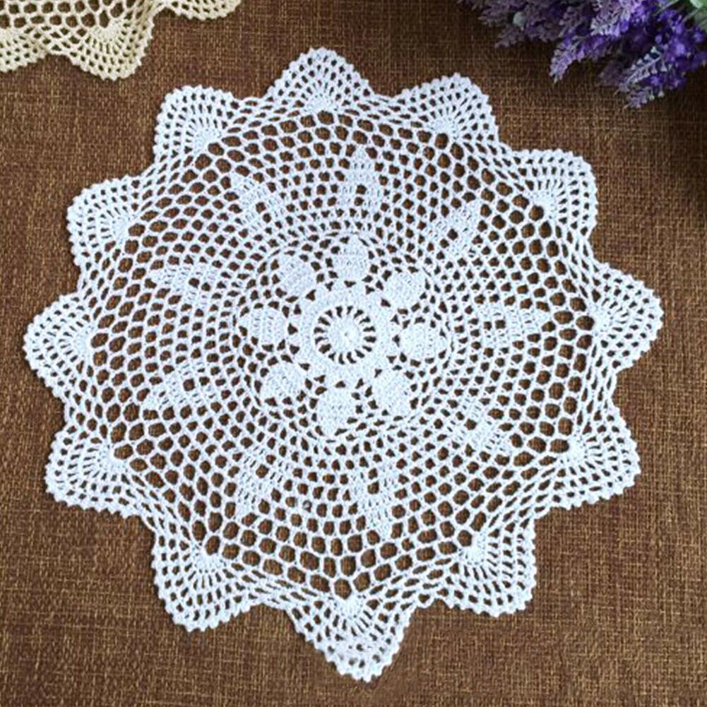 Modern Lace Embroidery Tablecloth Round Hollow-out Tea Table Cloth Cover Mat Placemat Kitchen Party Home Dining Wedding Decor