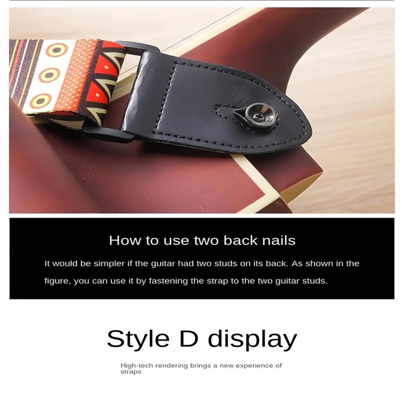 Miwayer 1pc Adjustable Shoulder Strap Artistic Print, Extra Wide Leather Guitar Strap for Wood Guitar, Electric Bass, Ukulele