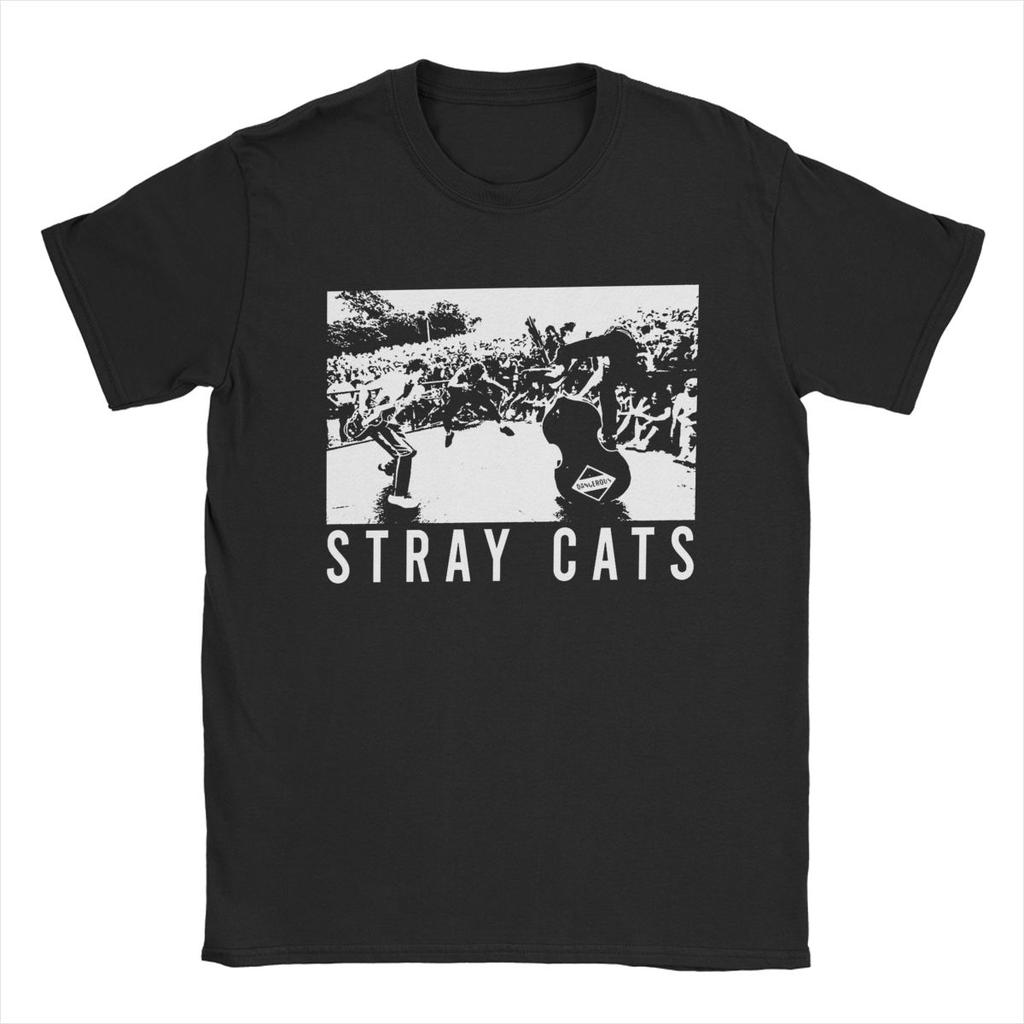 Novelty Band Stray Cats T-Shirts for Men Round Collar 100% Cotton T Shirts Short Sleeve Tee Shirt Plus Size Clothes